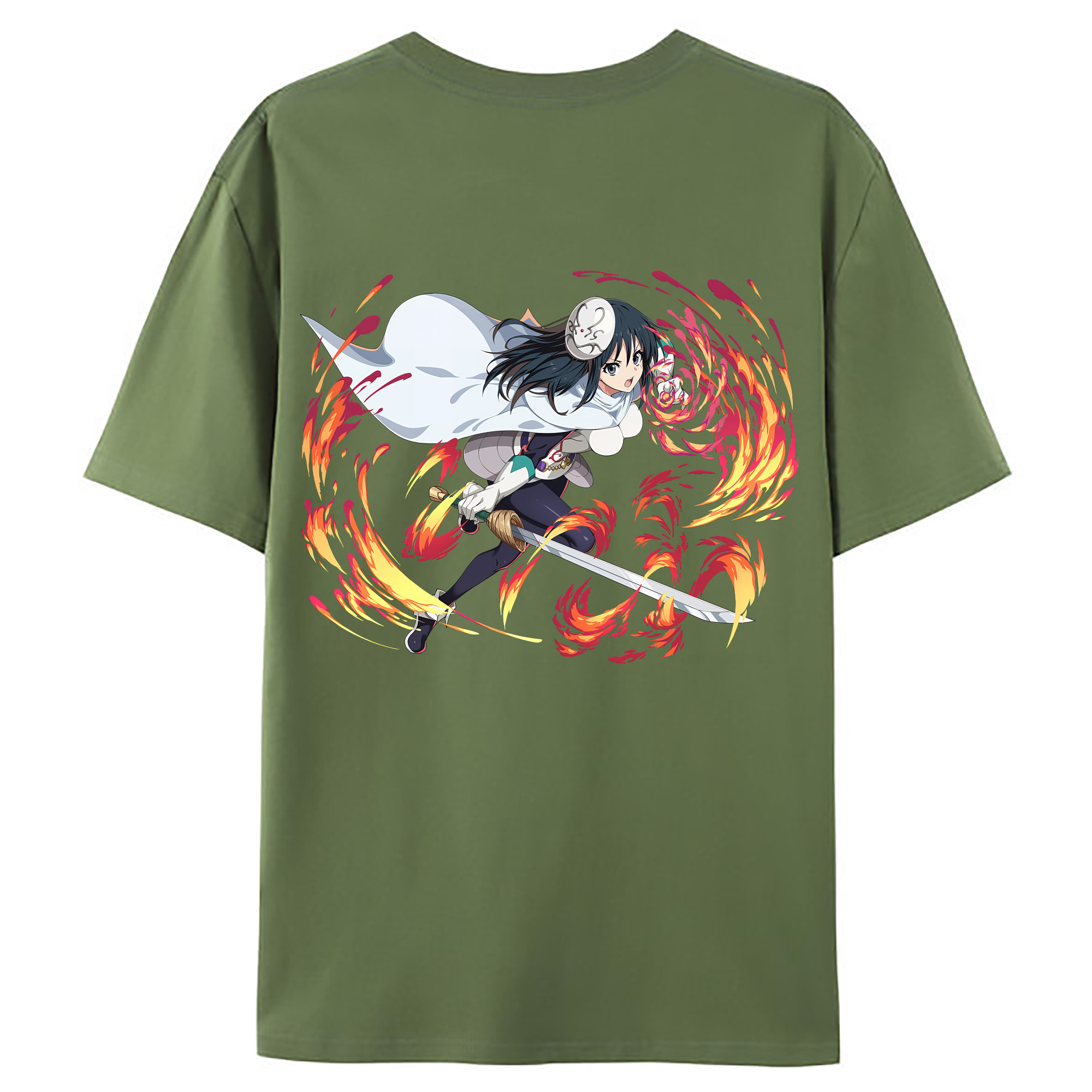 （画像用） 転スラ Regarding Reincarnated to Slime 綿100％ メンズ半袖Tシャツ（バックプリント） 通気性